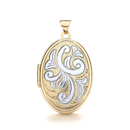 Yellow & White Gold Oval Shaped Family Locket TGC-LK0125