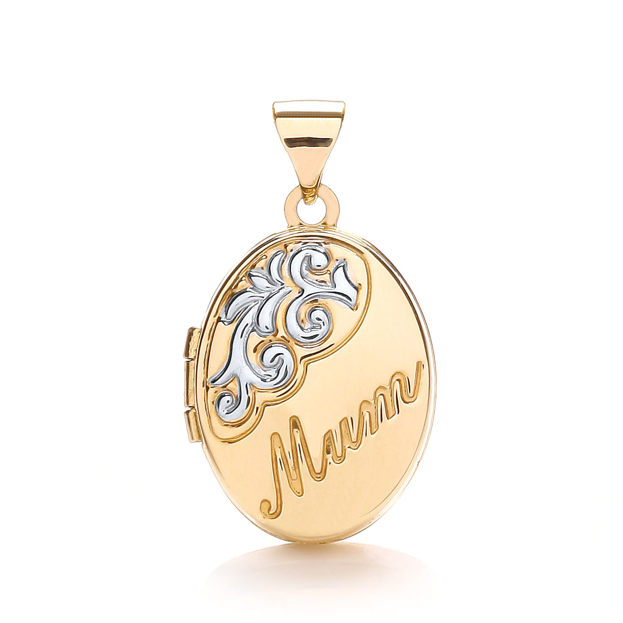 Yellow & White Gold Oval Shaped Mum Locket TGC-LK0127