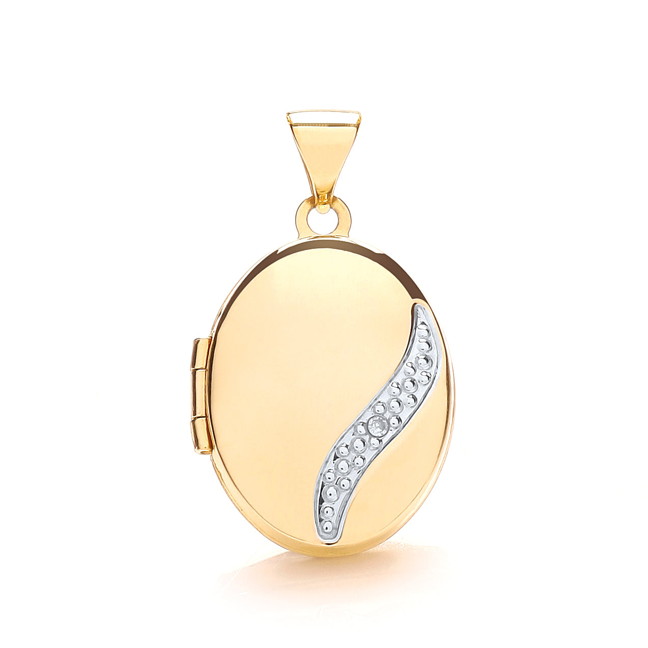 Yellow Gold Oval Locket with Diamond  TGC-LK0130