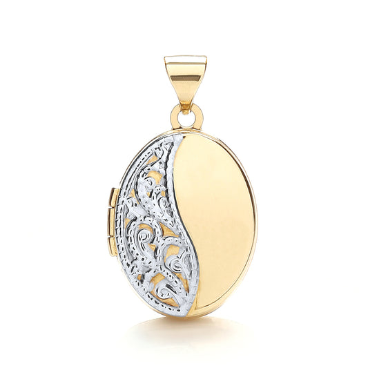 Yellow & White Gold Oval Shaped Locket  TGC-LK0131