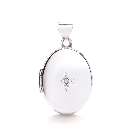 White Gold Oval Locket with Diamond TGC-LK0132