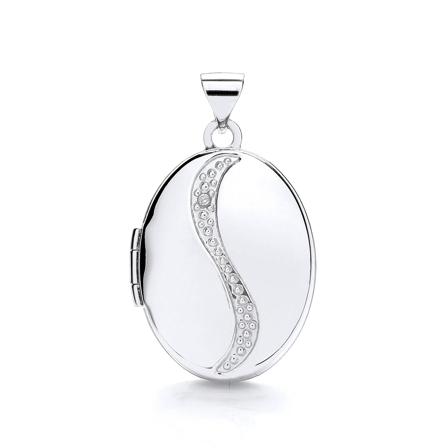 White Gold Oval Shaped Locket with Diamond TGC-LK0137