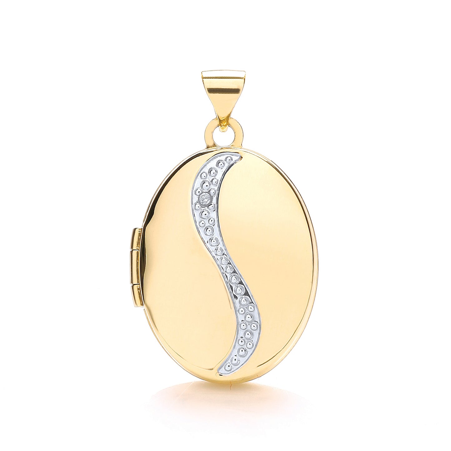 Yellow Gold Oval Shaped Locket with Diamond  TGC-LK0138