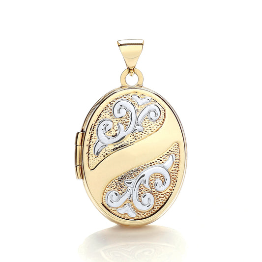 Yellow & White Gold Oval Shaped Locket TGC-LK0143