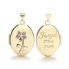 Yellow Gold Oval Double Sided Locket with Purple Cz TGC-LK0146