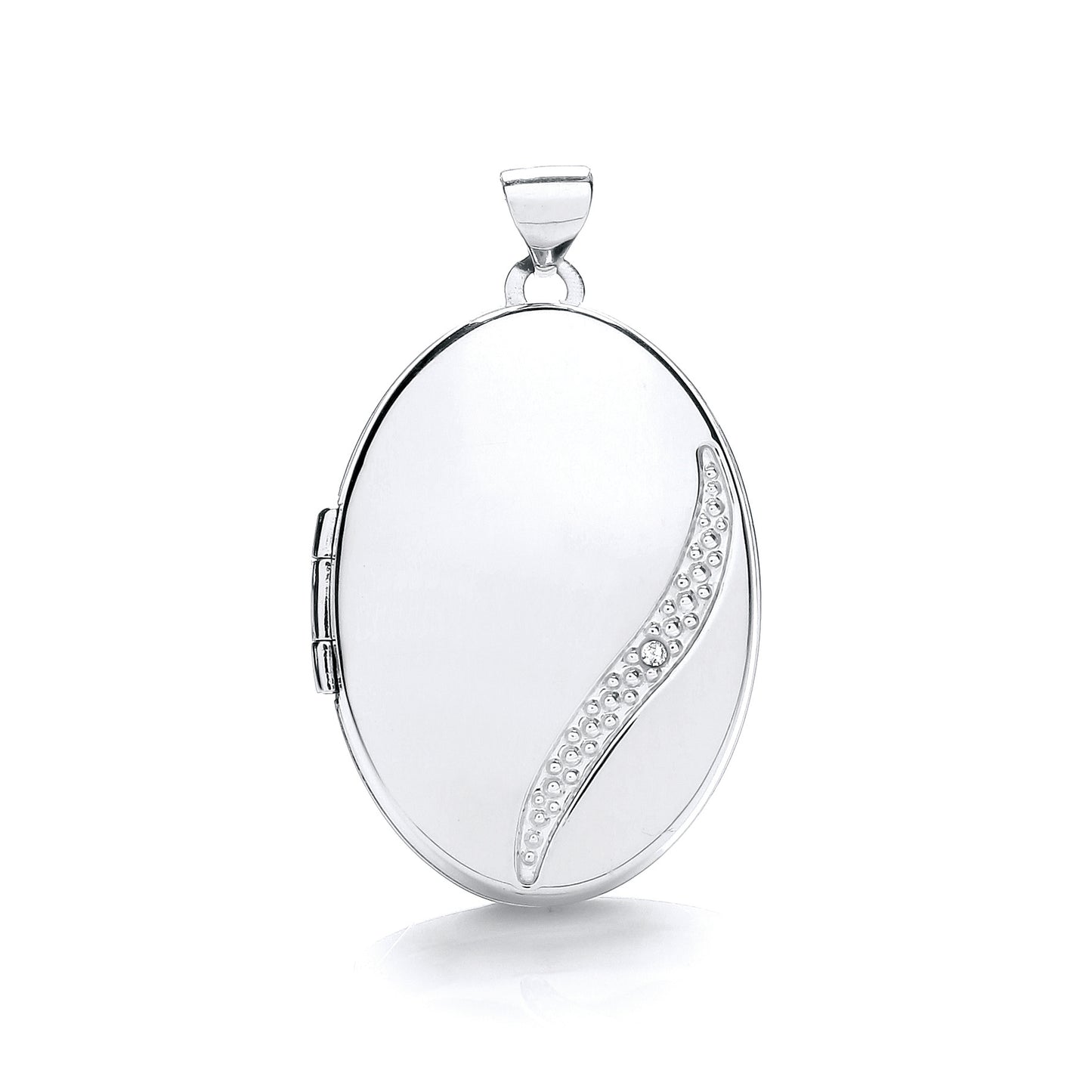 White Gold Oval Locket with Diamond TGC-LK0150