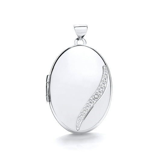 White Gold Oval Locket with Diamond TGC-LK0150