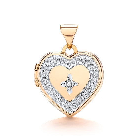 Yellow & White Gold Heart Shape Locket with Diamond TGC-LK0160