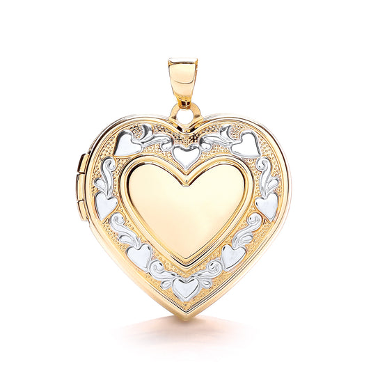 Yellow & White Gold Heart Shape Locket with edge design TGC-LK0171