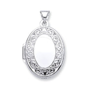 White Gold Oval Shape Locket with edge design TGC-LK0172