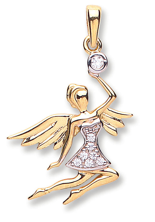 Yellow Gold Cz Angel Pendant TGC-PD0628