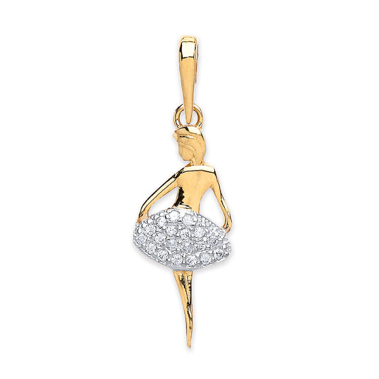 Yellow Gold Cz Ballerina Pendant TGC-PD0641