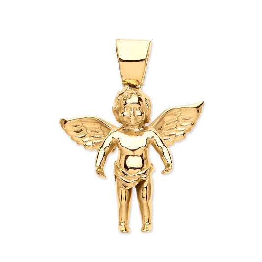 Yellow Gold Large Charm Angel Pendant TGC-PD0651