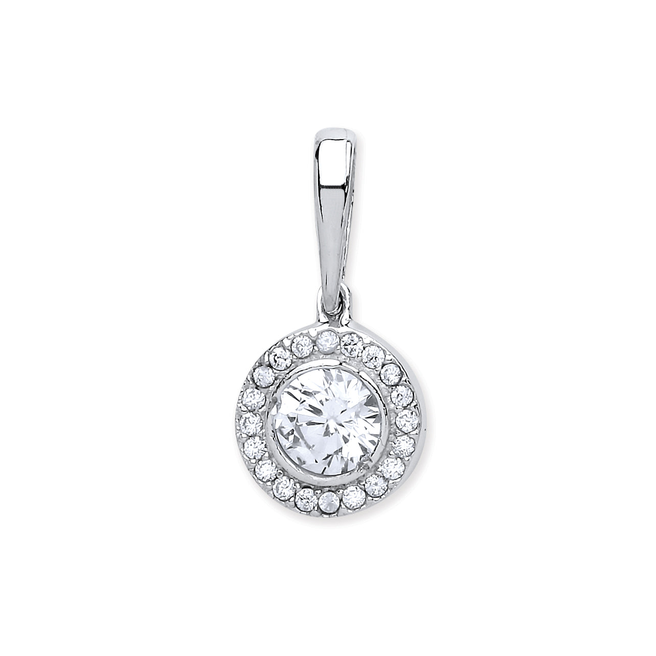 White Gold Halo Style Cz Pendant TGC-PD0653