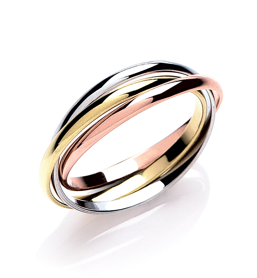 Yellow White & Rose Gold 2mm Russian Wedding Band TGC-R0209