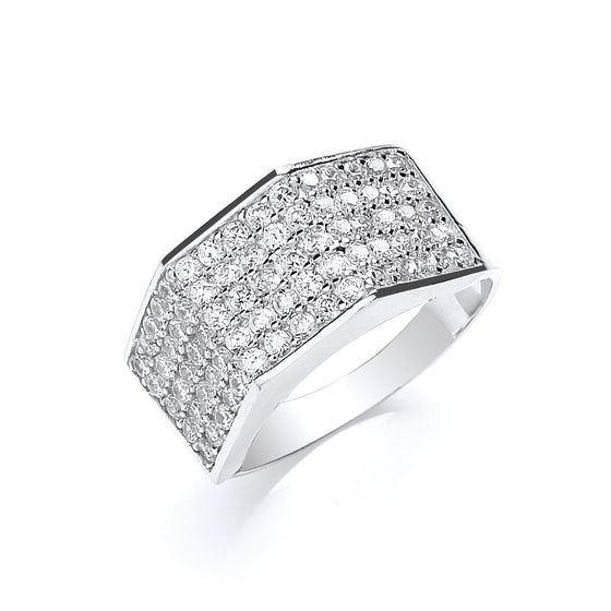 White Gold Gents Five Row Cz Ring TGC-R0639