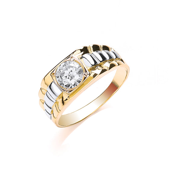 Yellow Gold Gents Square Top Cz Ring TGC-R0640
