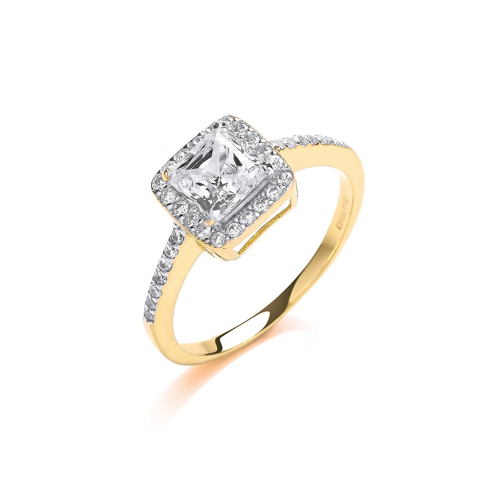 Yellow Gold Ladies Princes Centre Cz Ring TGC-R0647