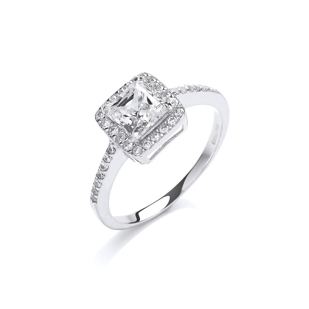 White Gold Ladies Princes Centre Cz Ring TGC-R0648