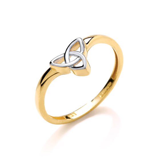 2 Colour Yellow & White Gold Wishbone Style Celtic Ring TGC-R0652