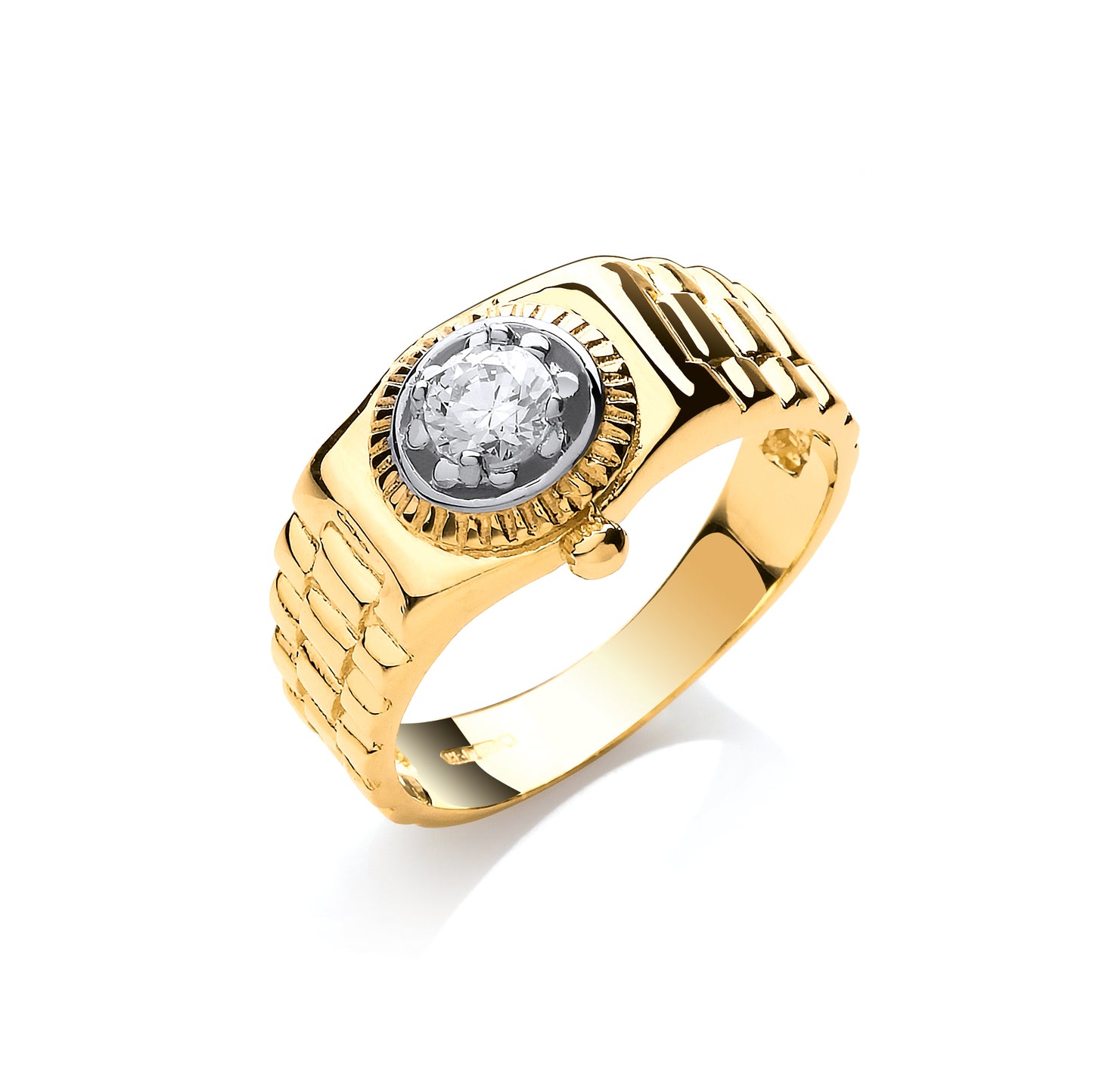 Yellow Gold Gents Cz Ring TGC-R0653