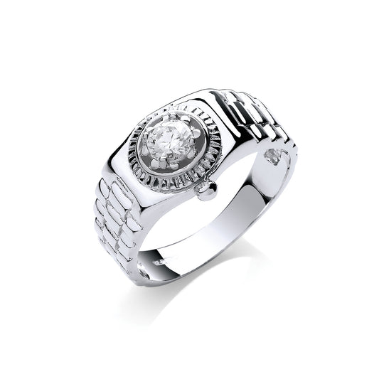 White Gold Gents Cz Ring TGC-R0654