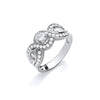 White Gold Round, Baguette & Triangle Cz's Crossover Fancy Ring TGC-R0661
