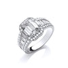 White Gold Baguette Fancy Solitaire with Round Cz's Ring TGC-R0662