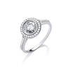 White Gold Halo Style Solitaire Cz Ladies Ring TGC-R0665