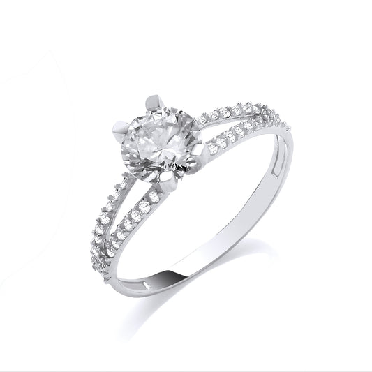 White Gold Split Shank Cz Engagement Ring TGC-R0667