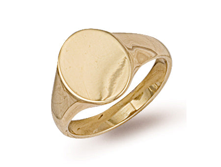 Yellow Gold Oval Plain Signet Ring TGC-R0121