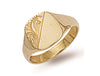 Yellow Gold Cushion Engraved Signet Ring TGC-R0124