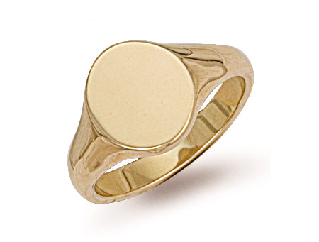 Yellow Gold Oval Plain Signet Ring TGC-R0125