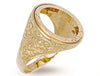 Yellow Gold Full Engraved Sides Sovereign Ring TGC-R0013F