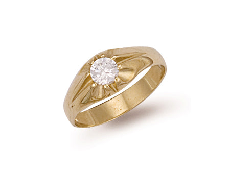 Yellow Gold Cz Gipsy Ring TGC-R0150