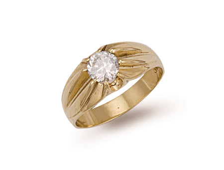 Yellow Gold Cz Gipsy Ring TGC-R0151