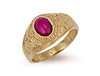 Yellow Gold Red Cabochon College Ring TGC-R0155