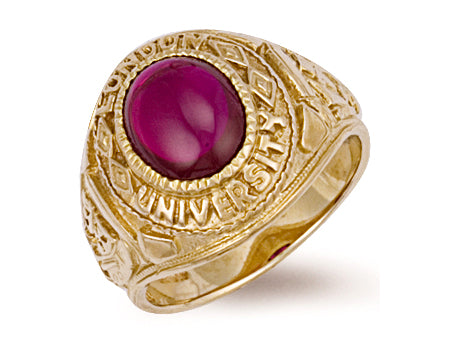 Yellow Gold Red Cabochon London University Ring TGC-R0157