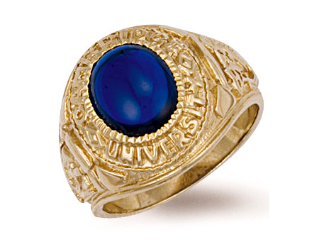 Yellow Gold Blue Cabochon University/College Ring TGC-R0158