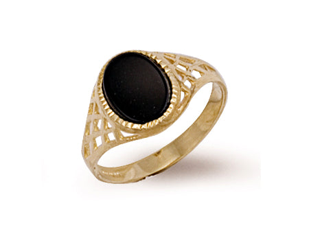 Yellow Gold Basket Side Onyx Ring TGC-R0159