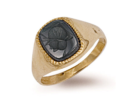 Yellow Gold Plain Hematite Ring TGC-R0168