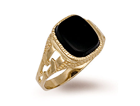 Yellow Gold ID Sides Onyx Ring TGC-R0169