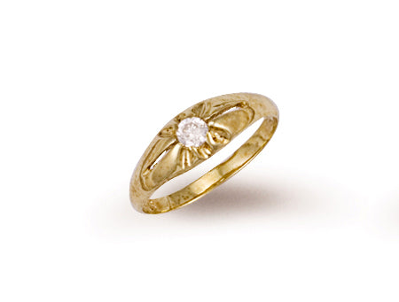 Yellow Gold Cz Baby Gipsy Ring TGC-R0191