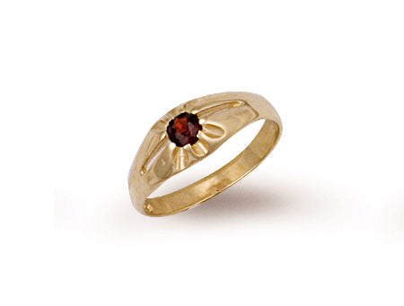 Yellow Gold Garnet Baby Gipsy Ring TGC-R0192