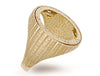 Yellow Gold Half Barked Sides Sovereign Ring TGC-R0019H