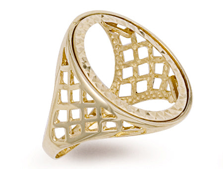 Yellow Gold Full Basket Sides Sovereign Ring TGC-R0001