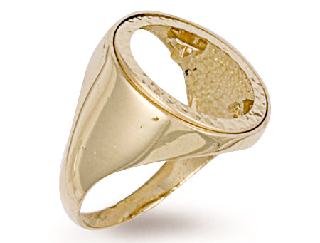 Yellow Gold Half Plain Sides Sovereign Ring TGC-R0020H