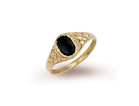Yellow Gold Baby Oval Onyx Ring TGC-R0204