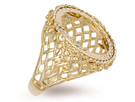 Yellow Gold Half Basket Side Sovereign Ring TGC-R0021H