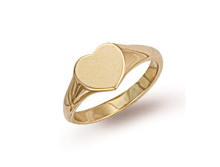 Yellow Gold Heart Shaped Maiden Signet Ring TGC-R0227